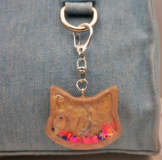 Multiple Color Options Cat-Shaped Resin Shaker Keychain