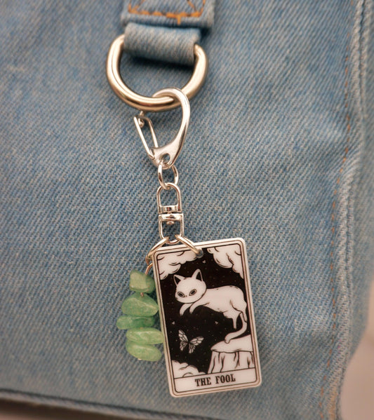 Cat Tarot Keychain Collection — Crystal Major Arcana Charms
