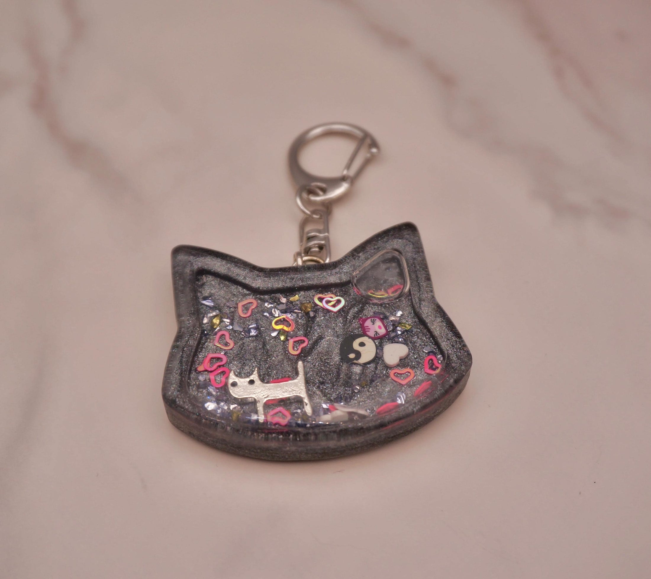 Multiple Color Options Cat-Shaped Resin Shaker Keychain