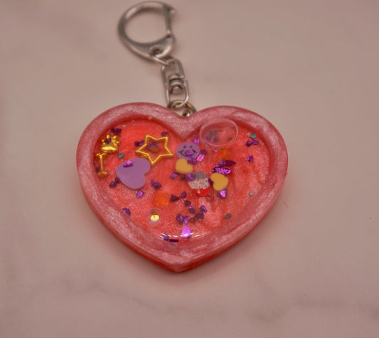 Resin Heart Shaker Keychain