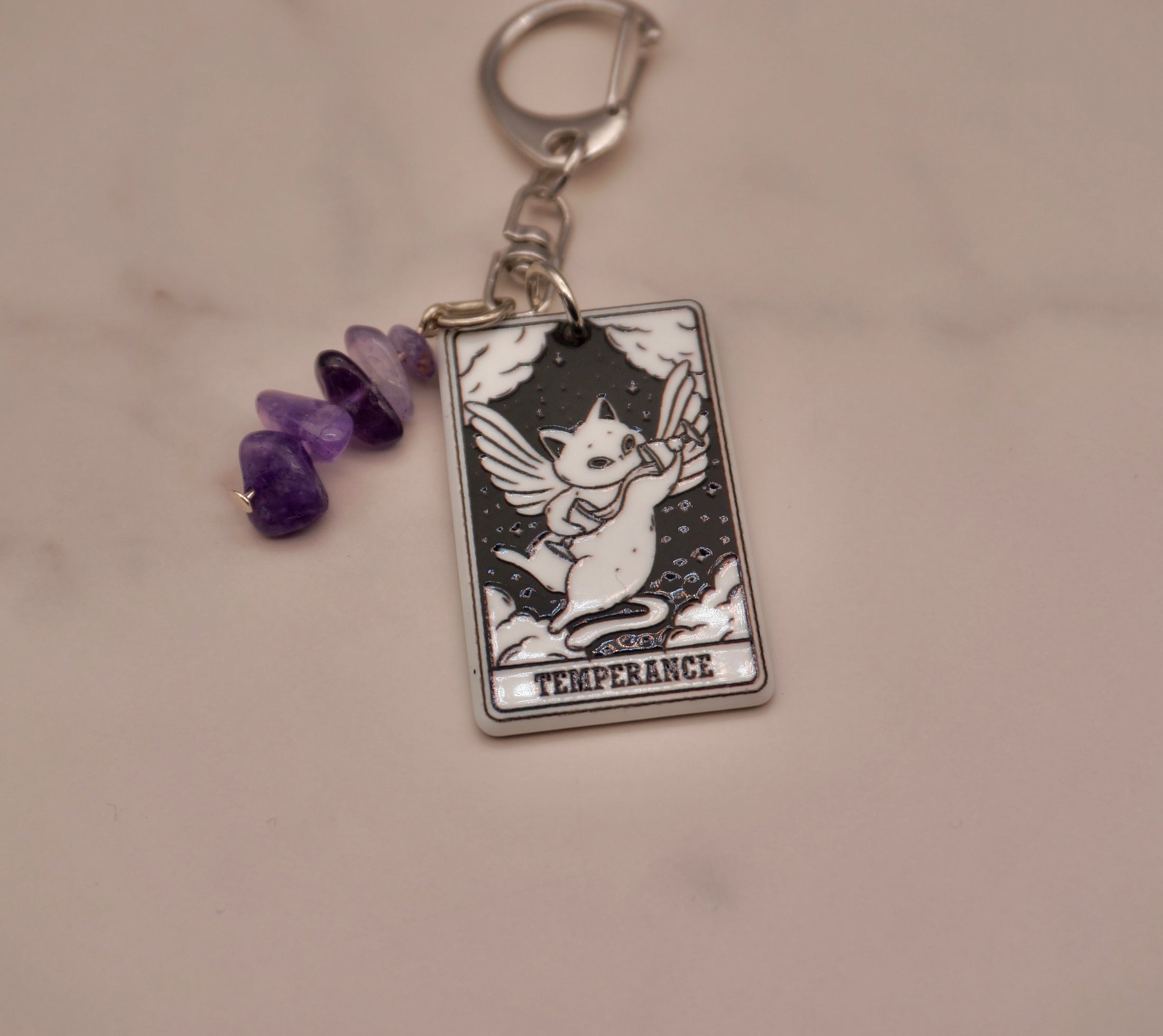 Cat Tarot Keychain Collection — Crystal Major Arcana Charms