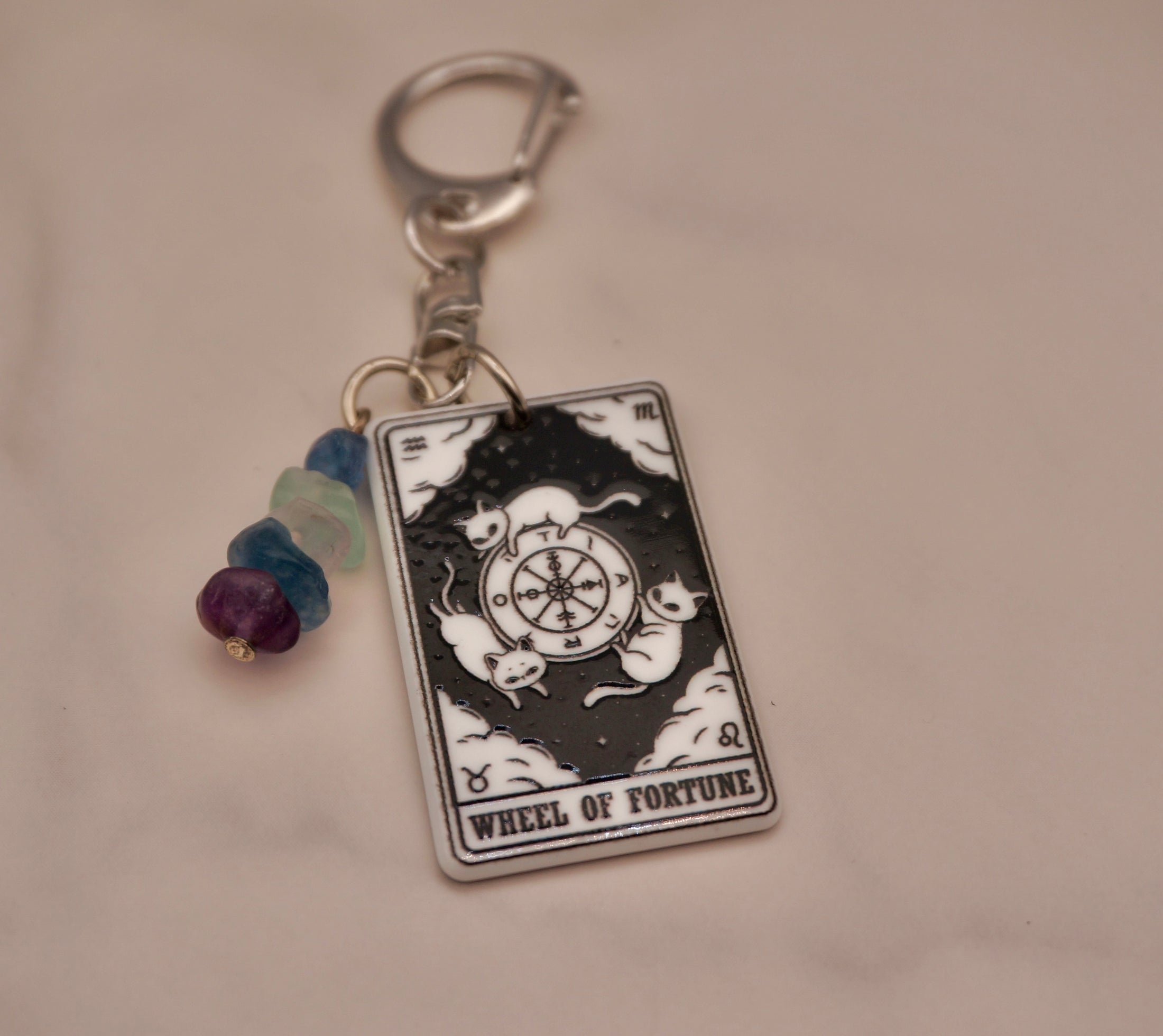 Cat Tarot Keychain Collection — Crystal Major Arcana Charms