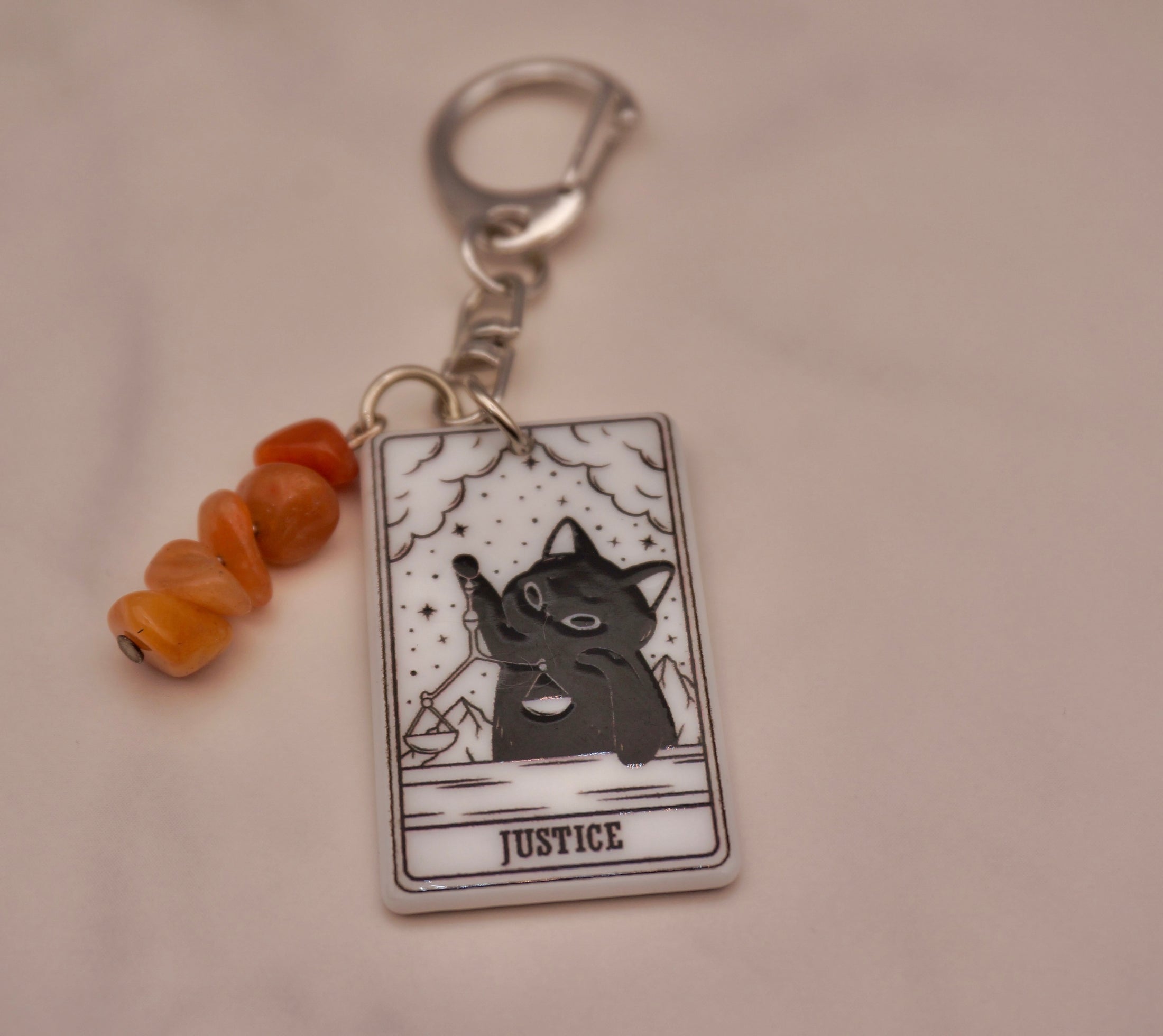 Cat Tarot Keychain Collection — Crystal Major Arcana Charms