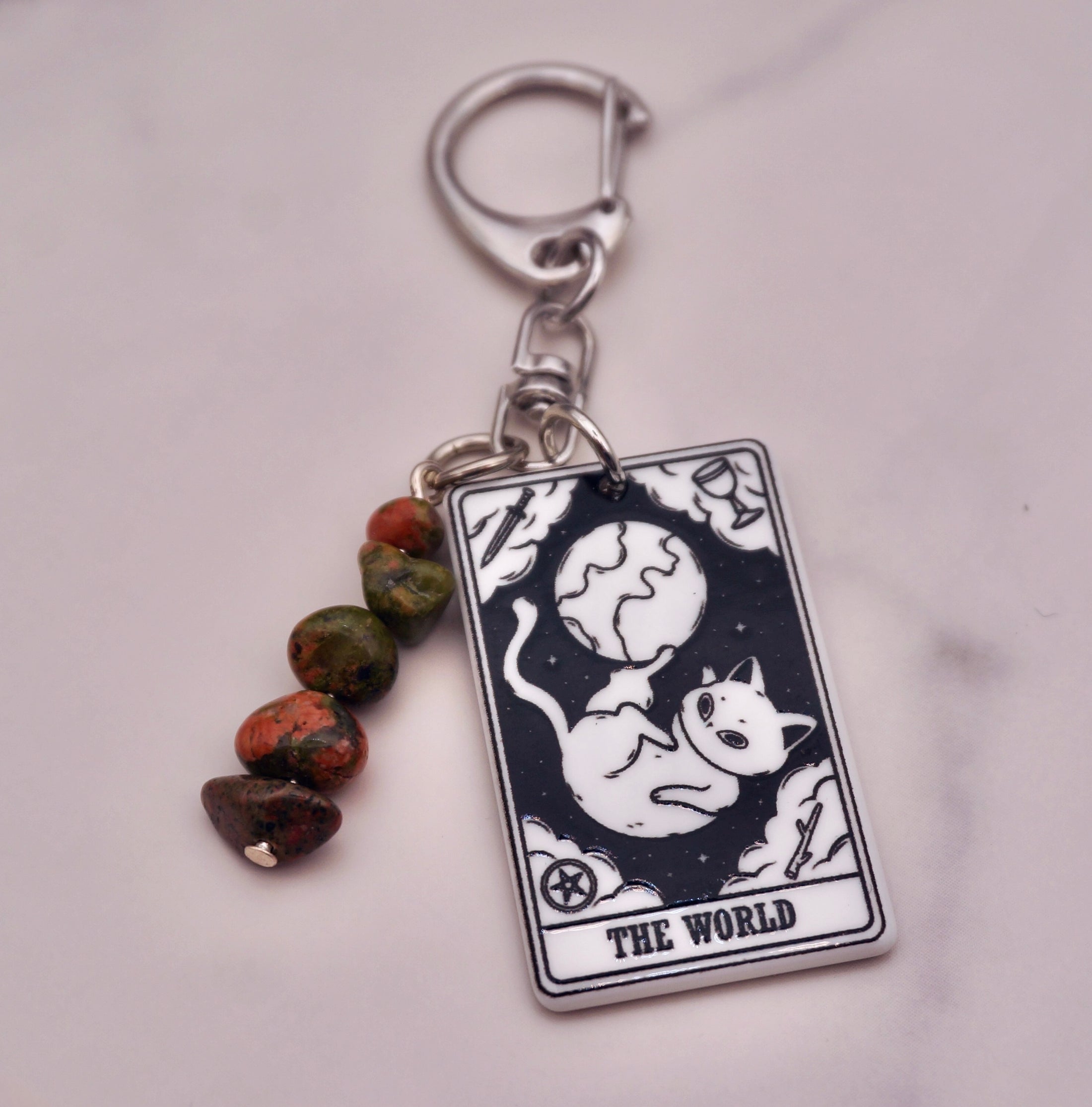 Cat Tarot Keychain Collection — Crystal Major Arcana Charms
