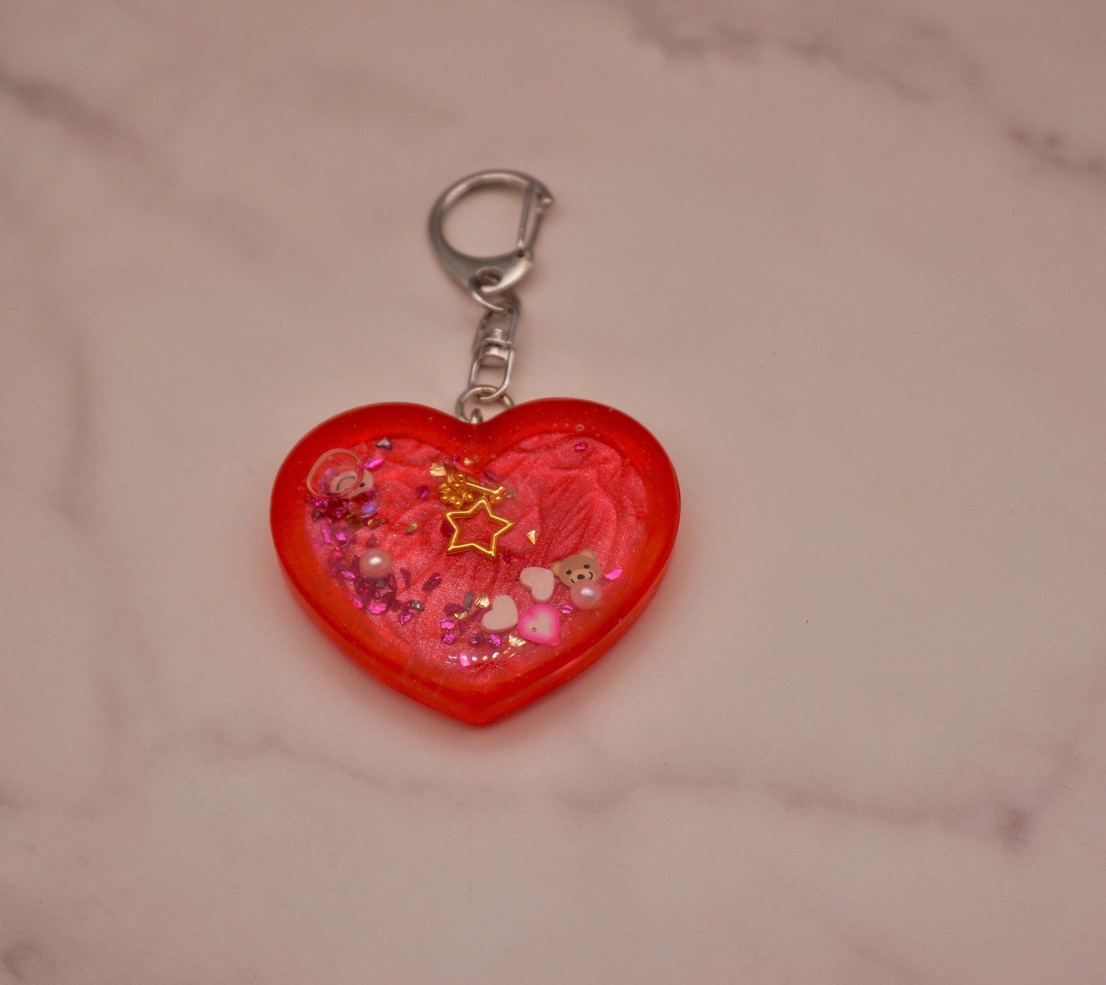 Resin Heart Shaker Keychain