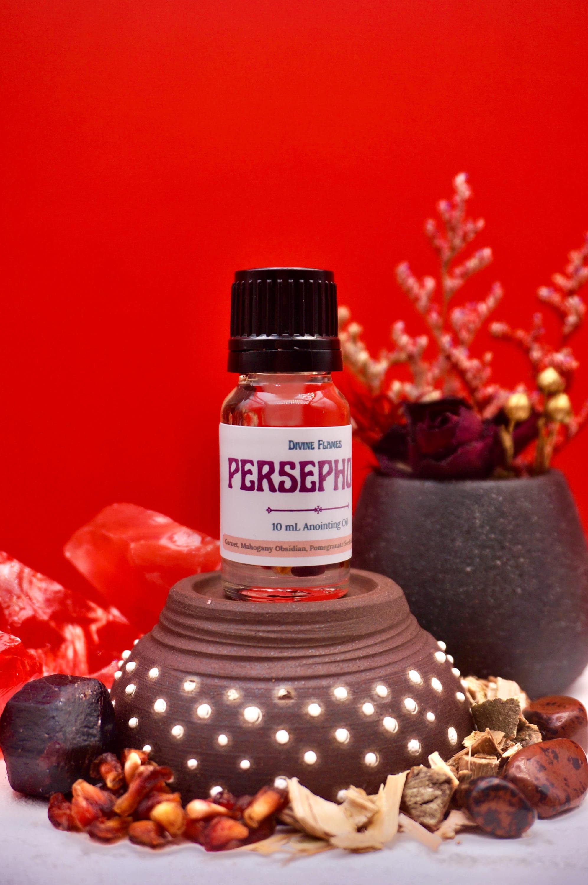 Persephone Oil — Garnet, Mahogany Obsidian, Pomegranate & Willow Bark