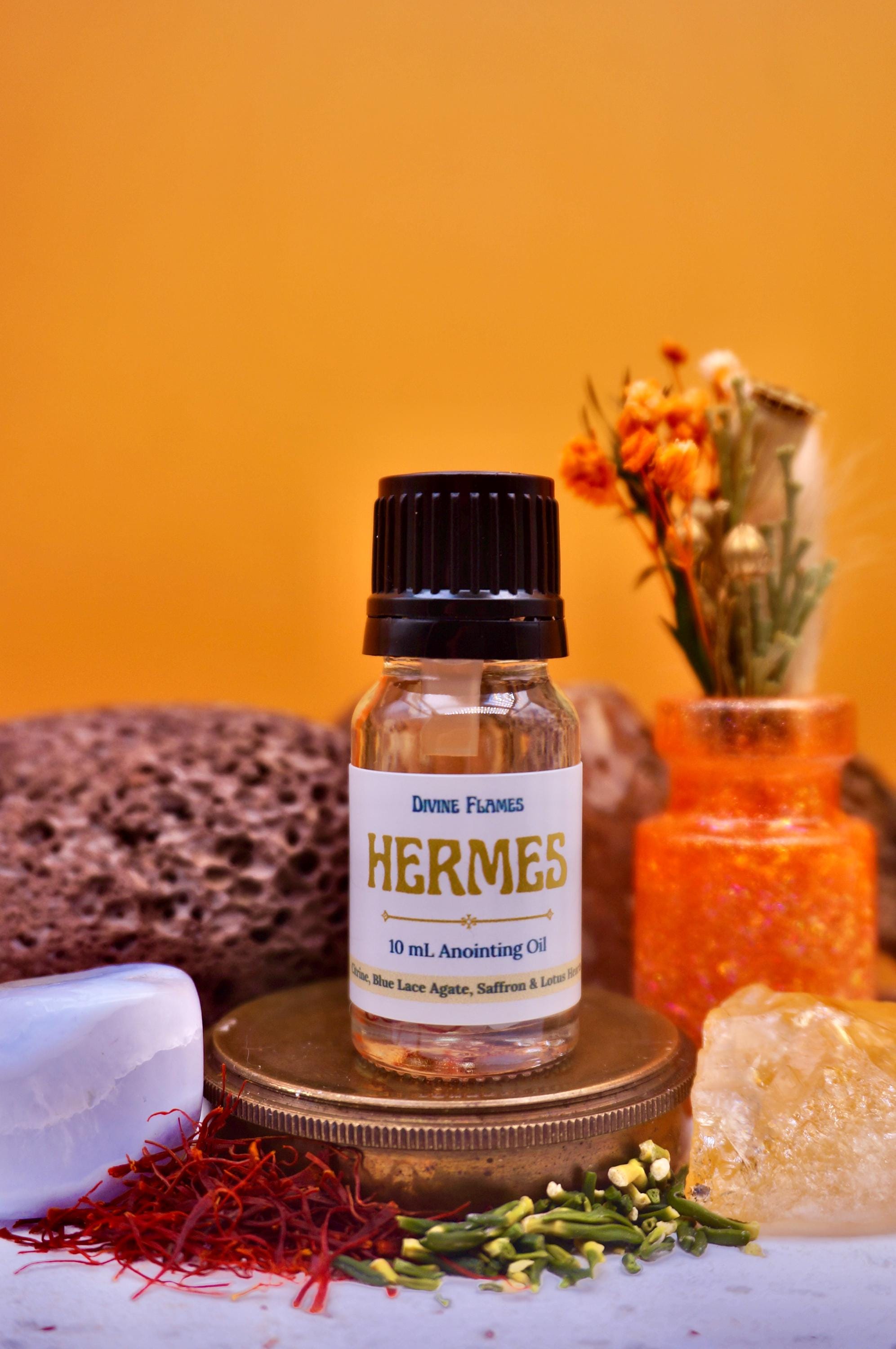 Hermes Oil — Citrine, Blue Lace Agate, Saffron & Lotus Hearts